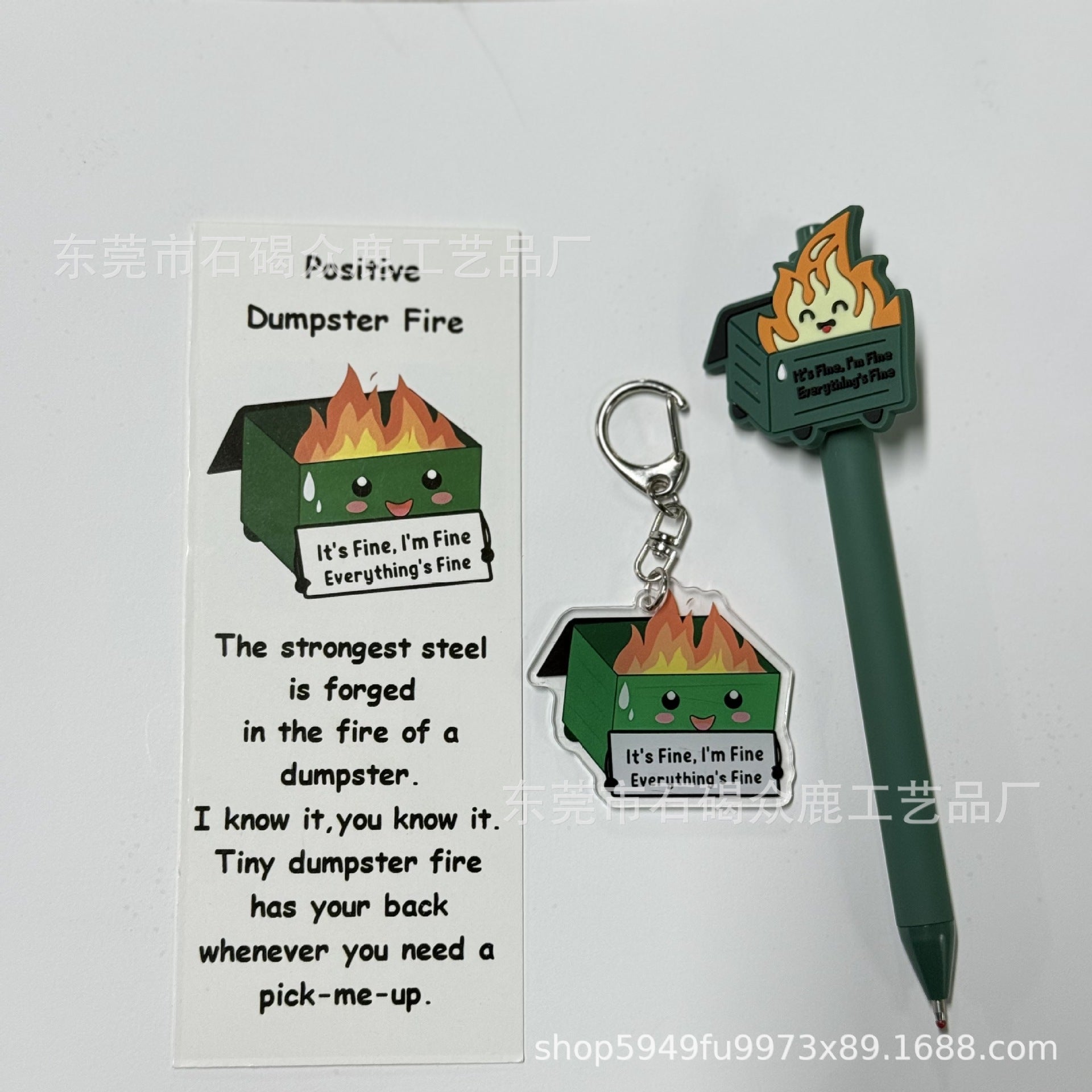 Wholesale Creative Trash Can Ballpoint Pen Acrylic Keychain